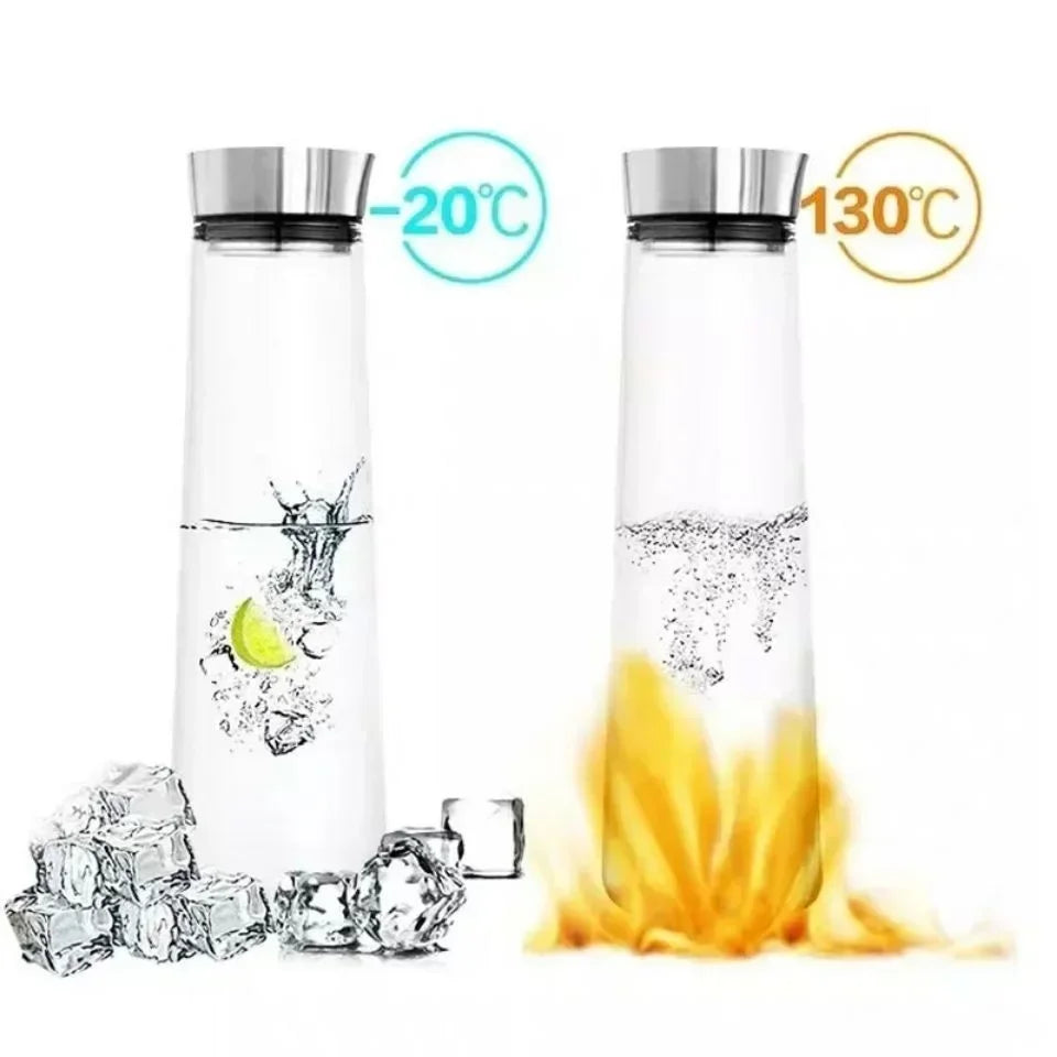Glass Beverage Pitcher with Airtight Lid, Resistant to Temperature Changes, Perfect for Refrigerator, Iced Tea and Coffee