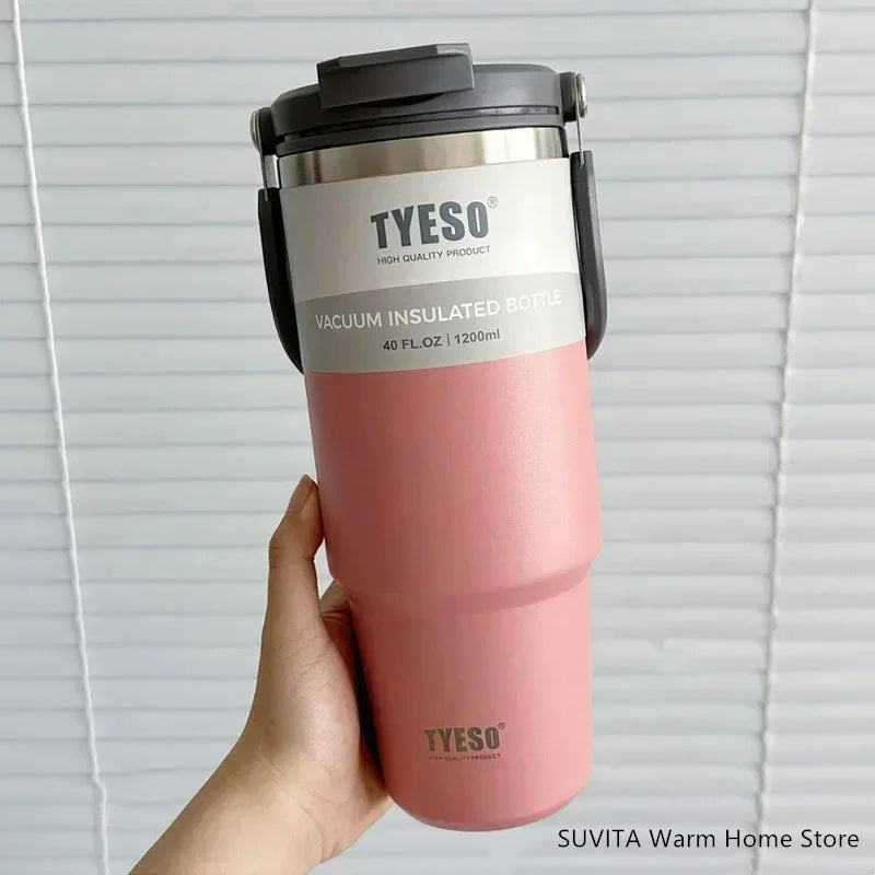 Stainless Steel Thermal Car Mug, Vacuum Insulated Travel Cup, Large Capacity with Dual Function Lid, Fits Cup Holders