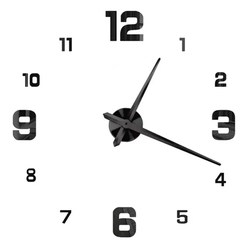 Large 3D acrylic wall clock with mirror effect