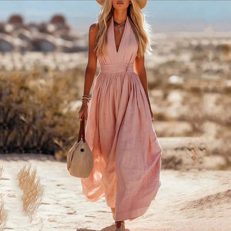 Women's summer maxi dress pleated design