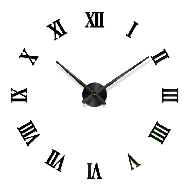 Large 3D acrylic wall clock with mirror effect