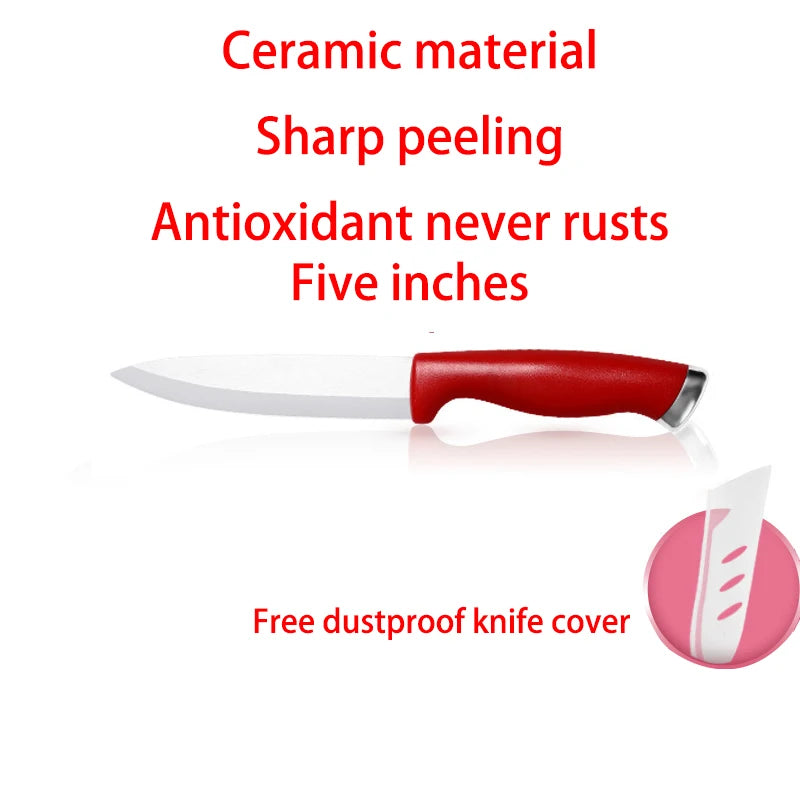 Set of 3 Ceramic Kitchen Knives - Multipurpose with Protective Sheath
