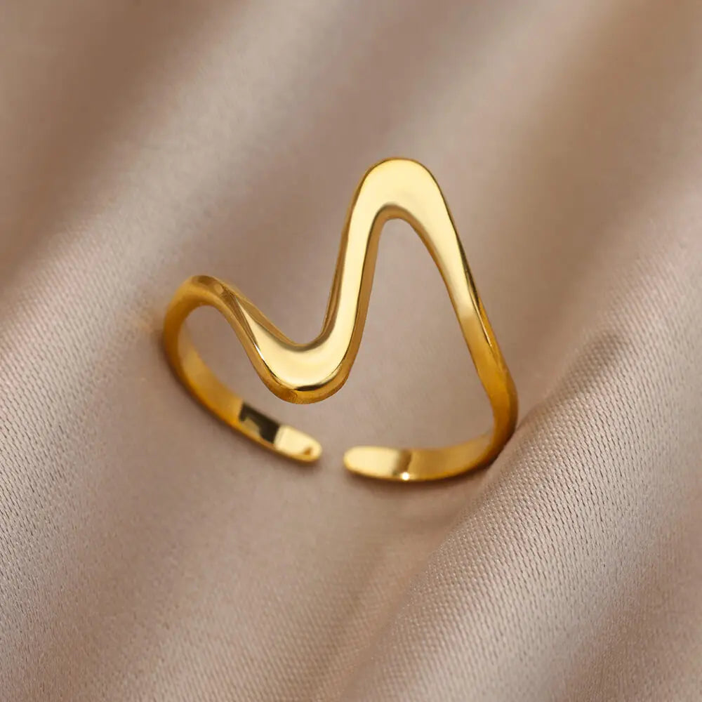 Stainless Steel Ring. Gold Finish. Classic Luxury Design