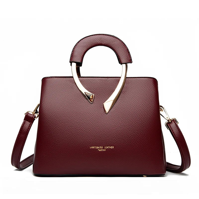 Large capacity women's handbag with compartments