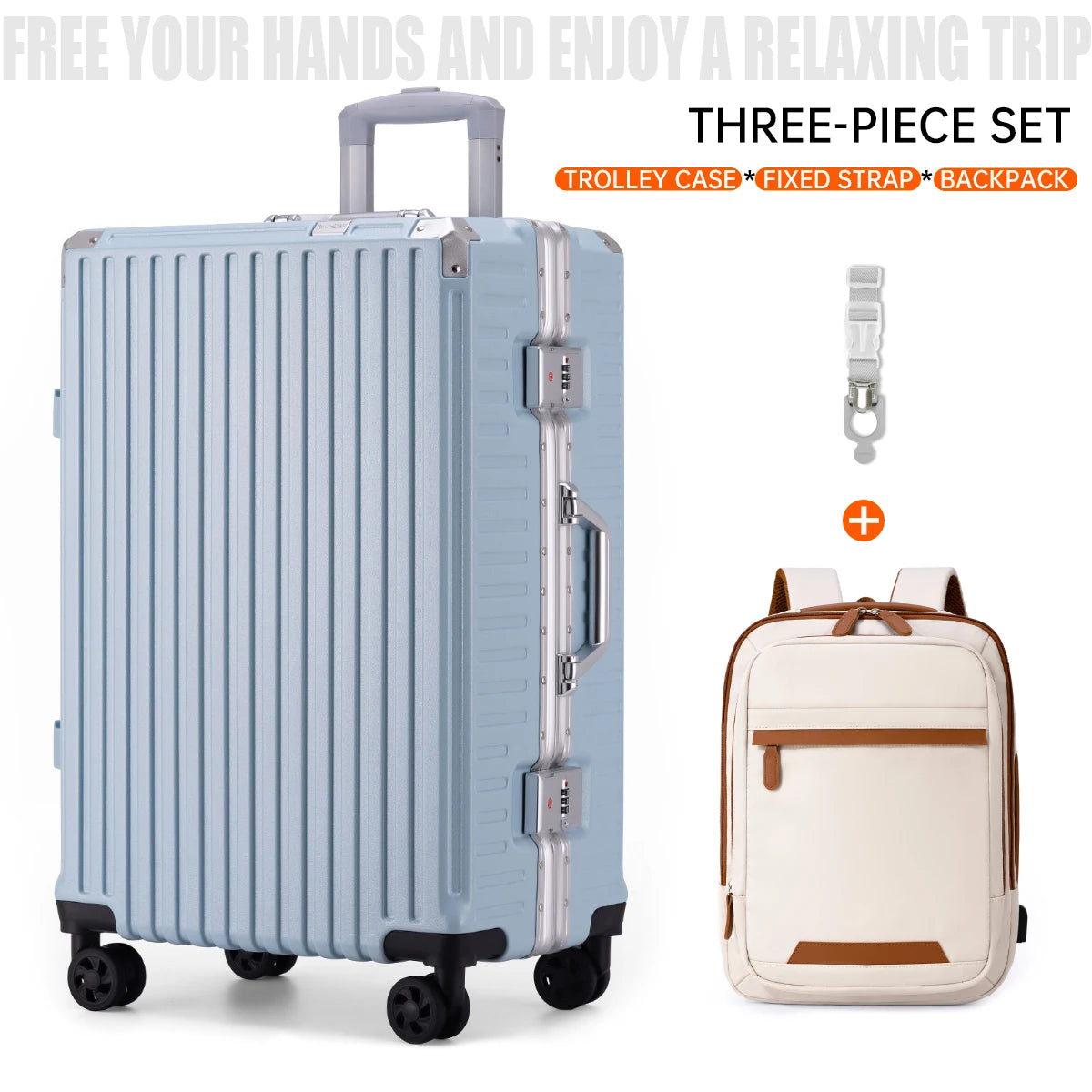 3-piece hardside luggage set with aluminum frame