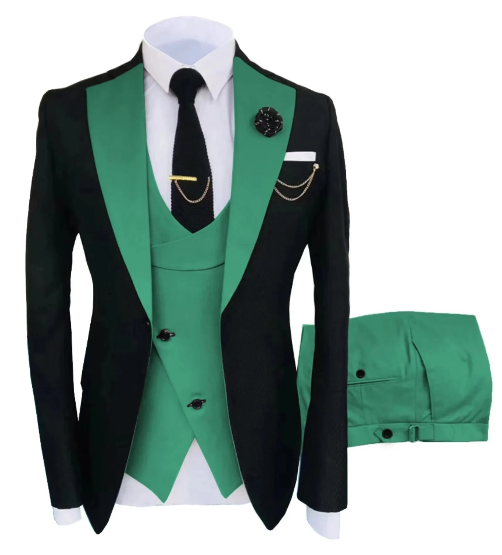 Mens 3 piece summer suit, slim-fit groom's suit for outdoor wear