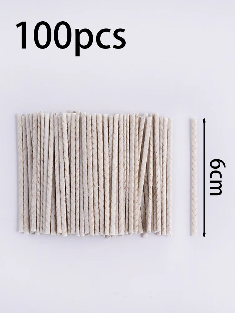 Waxed Cotton Candle Wicks (100 Pieces) | 6/10/15/20cm | Smokeless Wicks for Soy Wax, DIY Candle Making Supplies