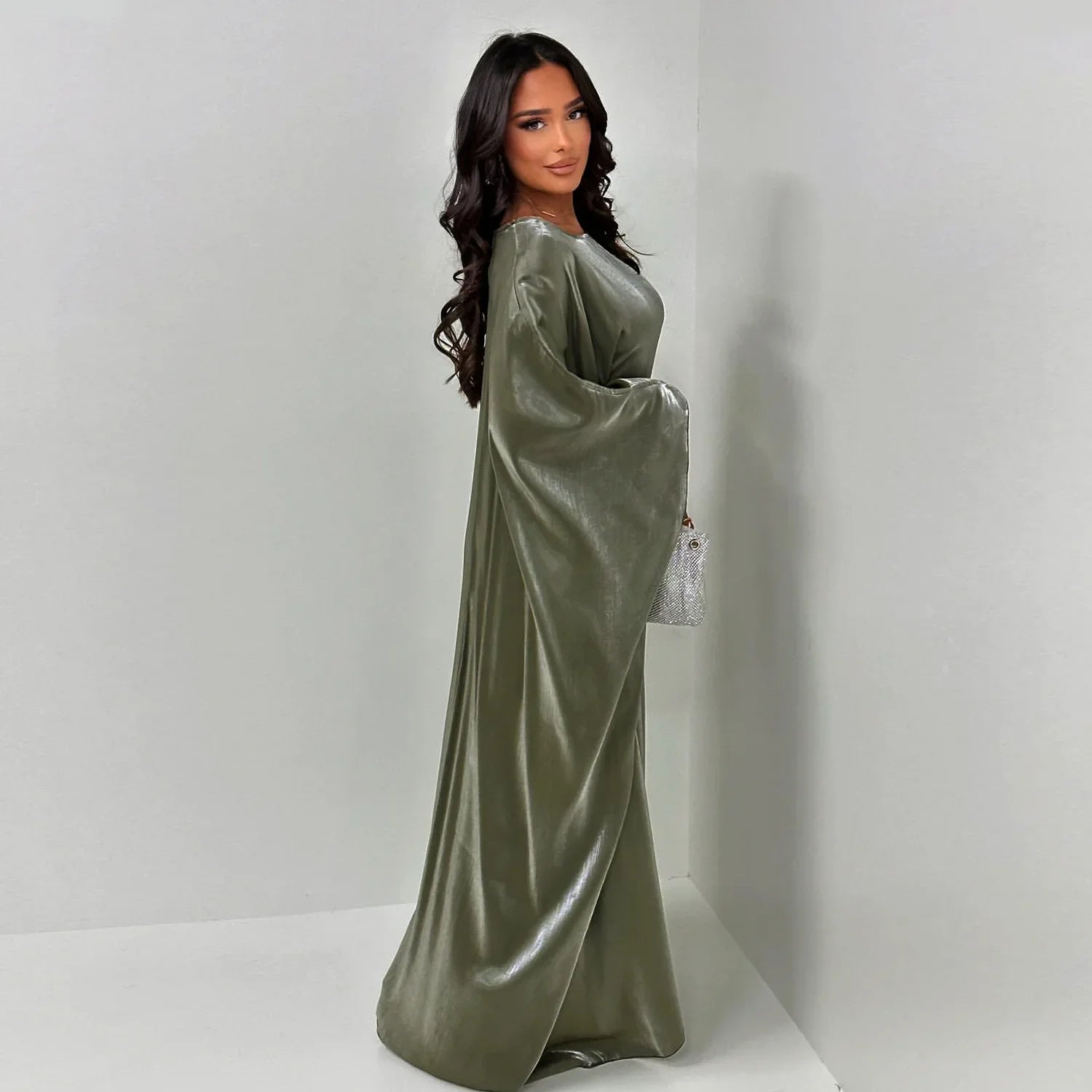 Shiny abaya with butterfly design