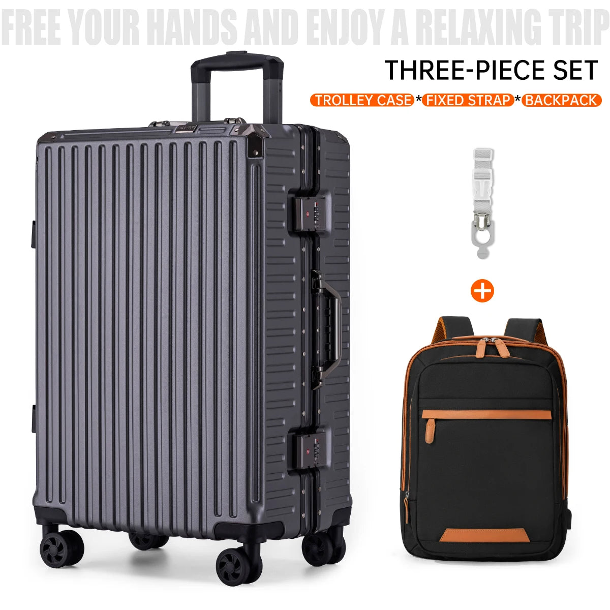 3-piece hardside luggage set with aluminum frame