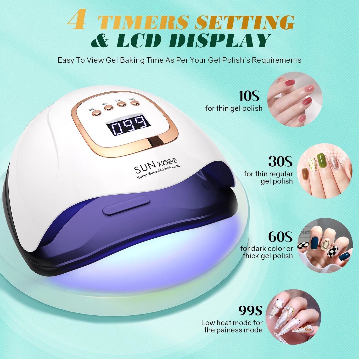 UV LED Nail Lamp 380W, Compatible with All Gel Polishes for Home & Salon Use