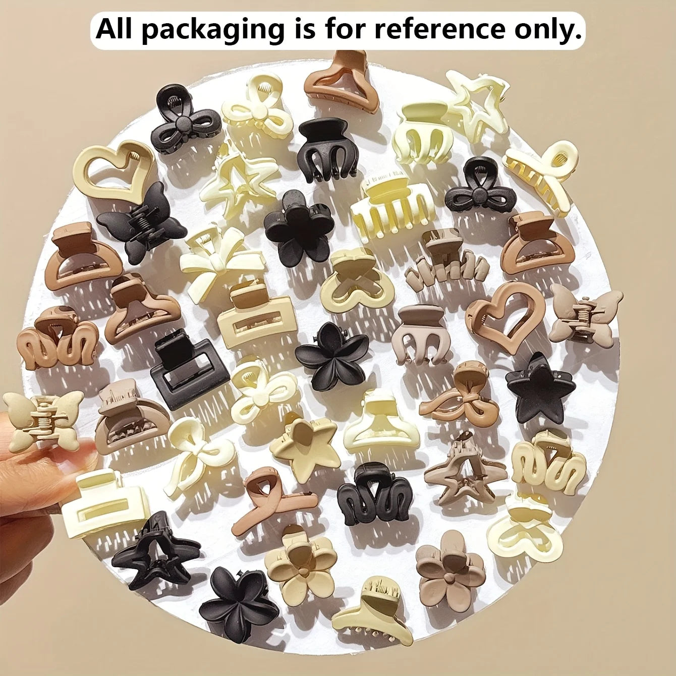 Beige Hair Clip Pack