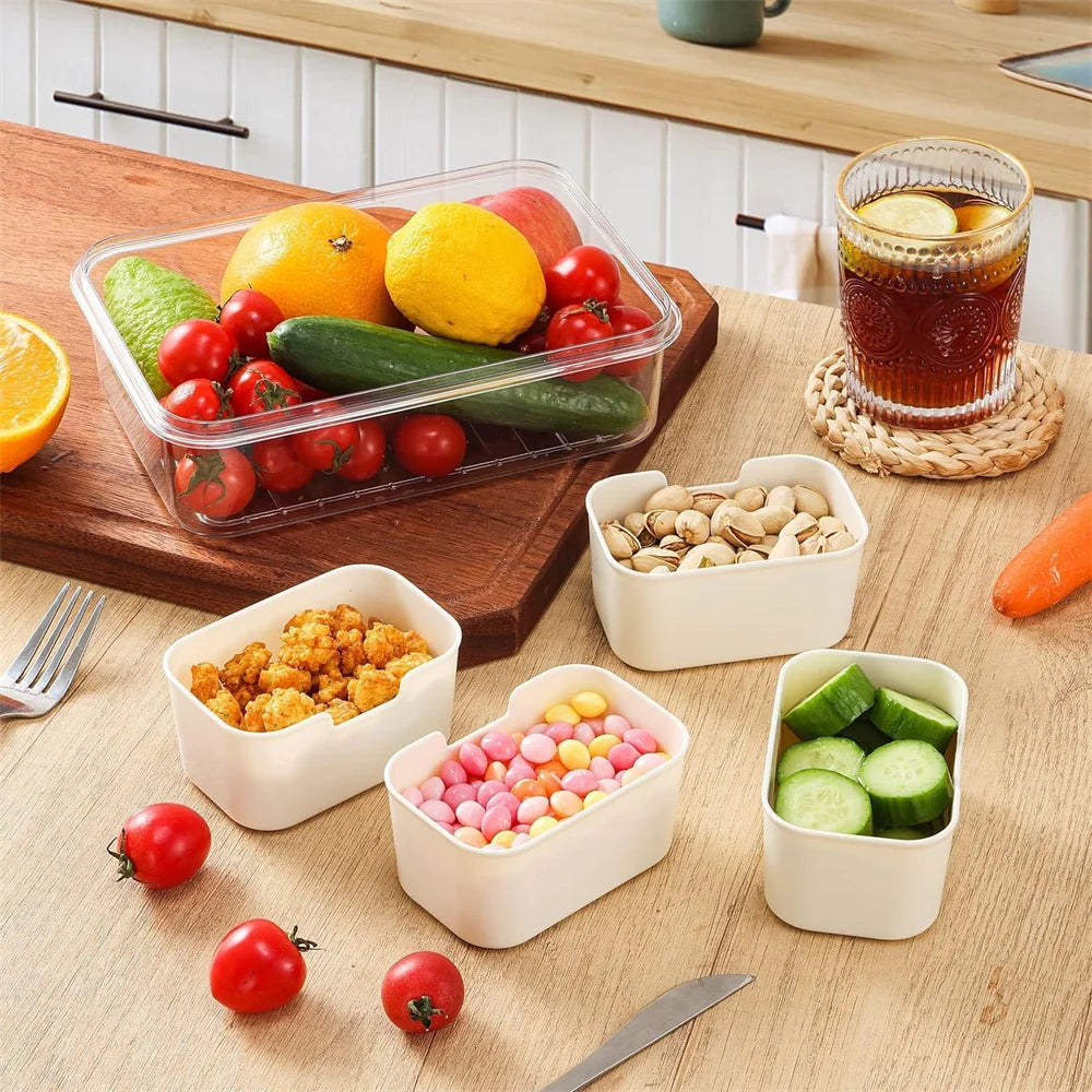 Snack Container with 4 Compartments | Organizer with Lid