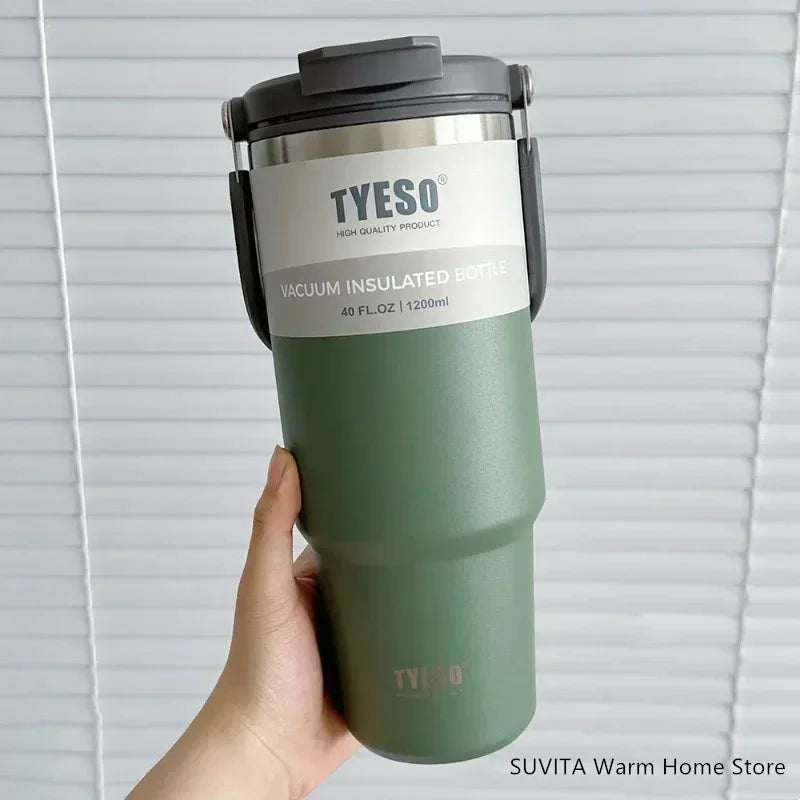Stainless Steel Thermal Car Mug, Vacuum Insulated Travel Cup, Large Capacity with Dual Function Lid, Fits Cup Holders
