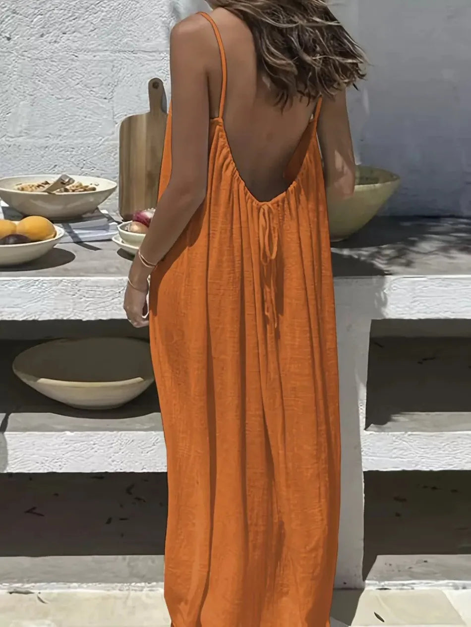 Women's long summer dress open back
