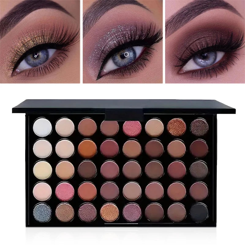 40 Colors Glitter Eyeshadow Palette, Waterproof & Long Lasting Pressed Powder