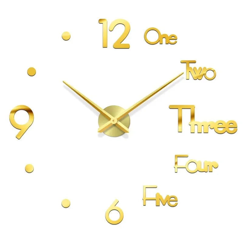Large 3D acrylic wall clock with mirror effect