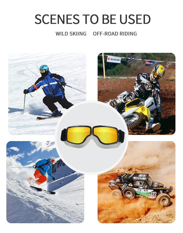 Retro Leather Motorcycle Goggles - Windproof and Foldable for Helmet