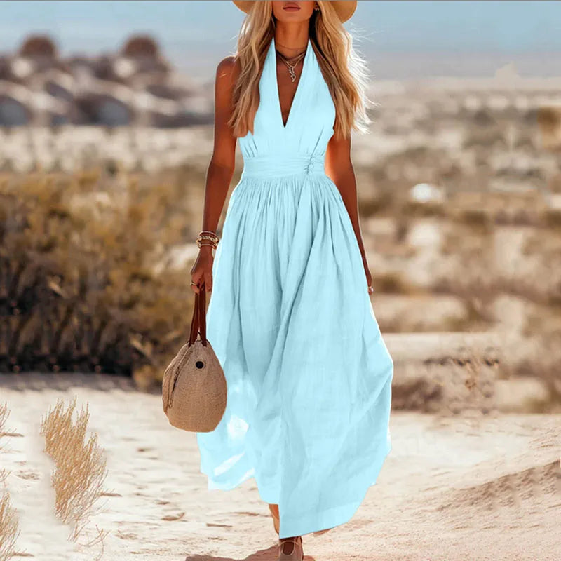 Women's summer maxi dress pleated design