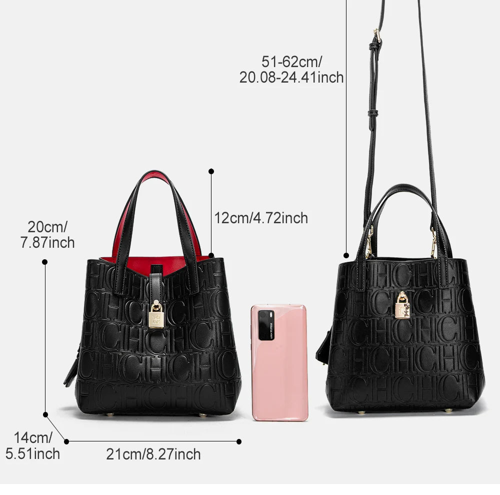 CH Women's Tote Bag | with Stamped Steel Texture, Handbag, Large Capacity