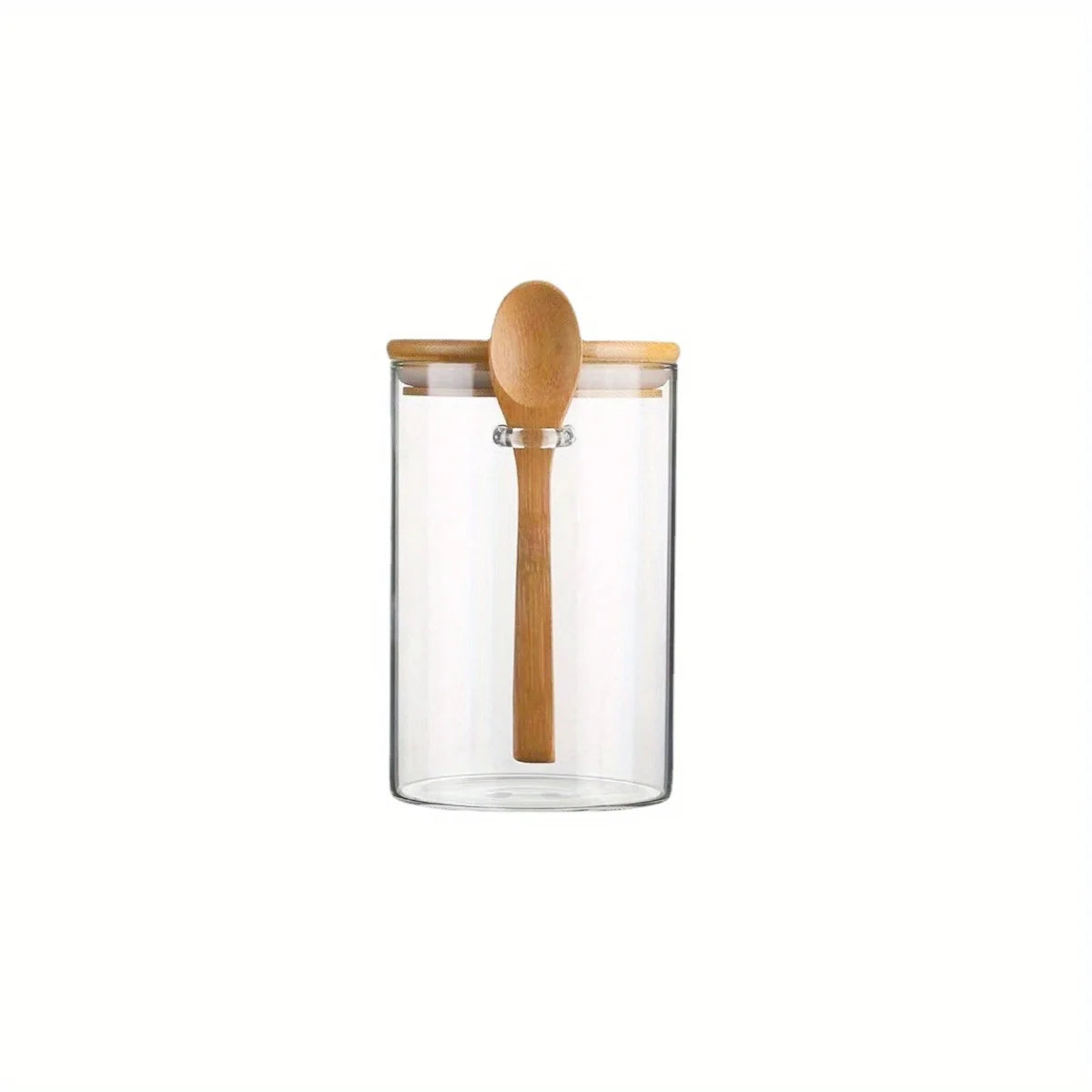 Glass Jar Set with Measuring Spoon, Airtight Pantry Containers, Ideal for Spices, Coffee and Sweets
