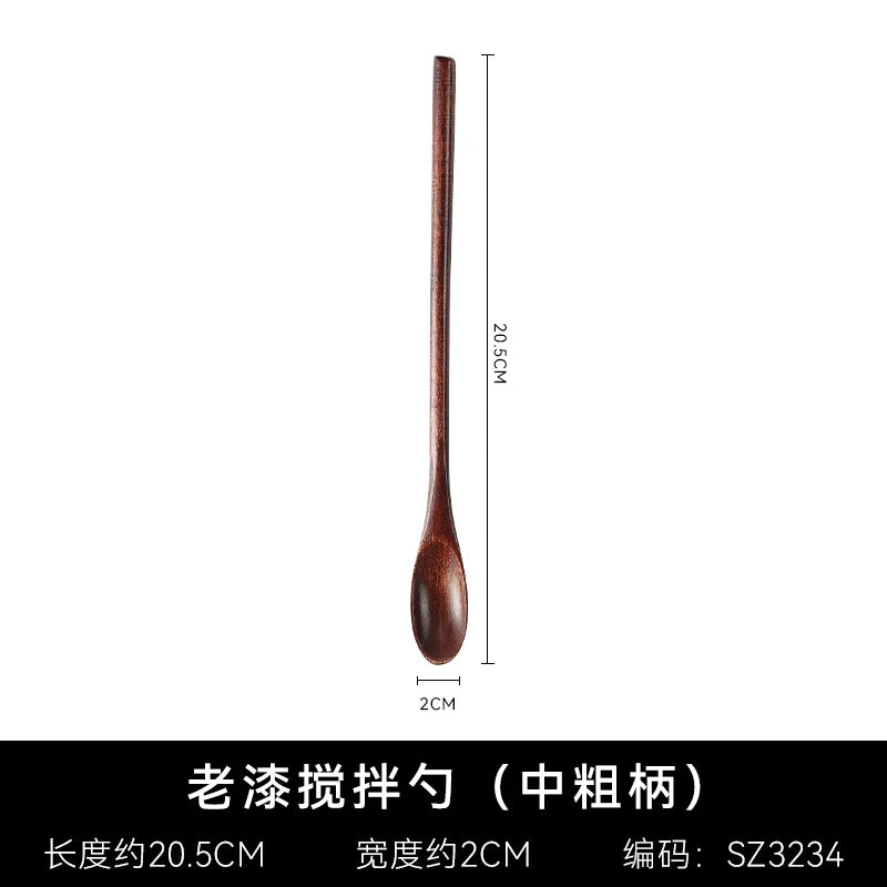 Wooden spoon with long handle for coffee