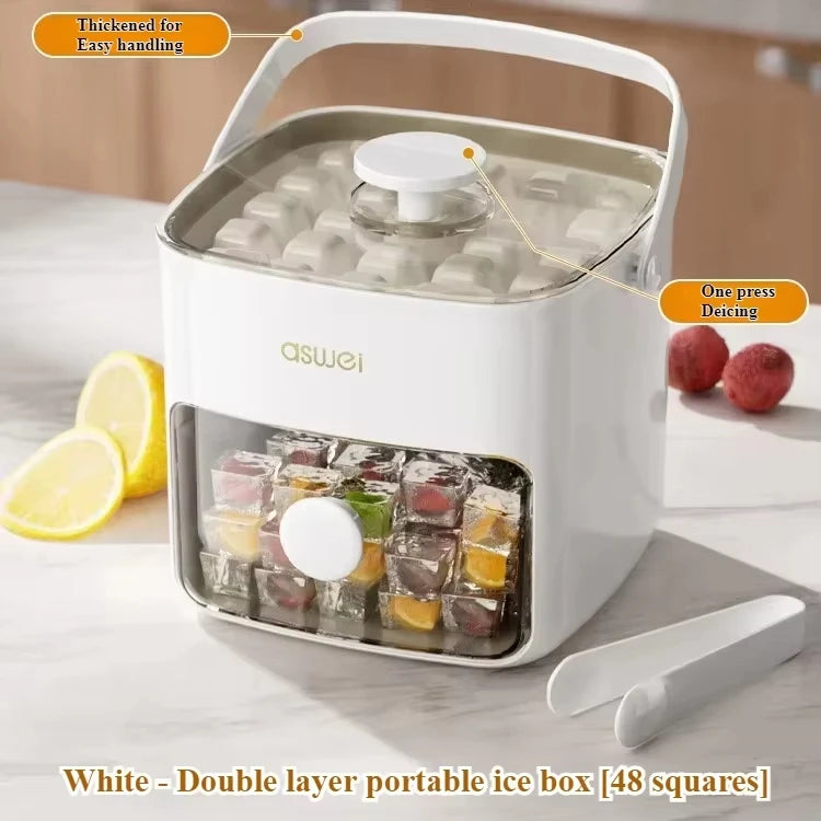 48-cavity ice maker with storage bucket