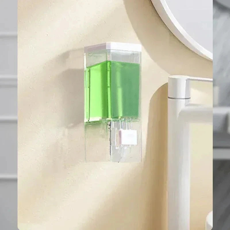 Adhesive Wall-Mounted Soap Dispenser - Manual, Transparent