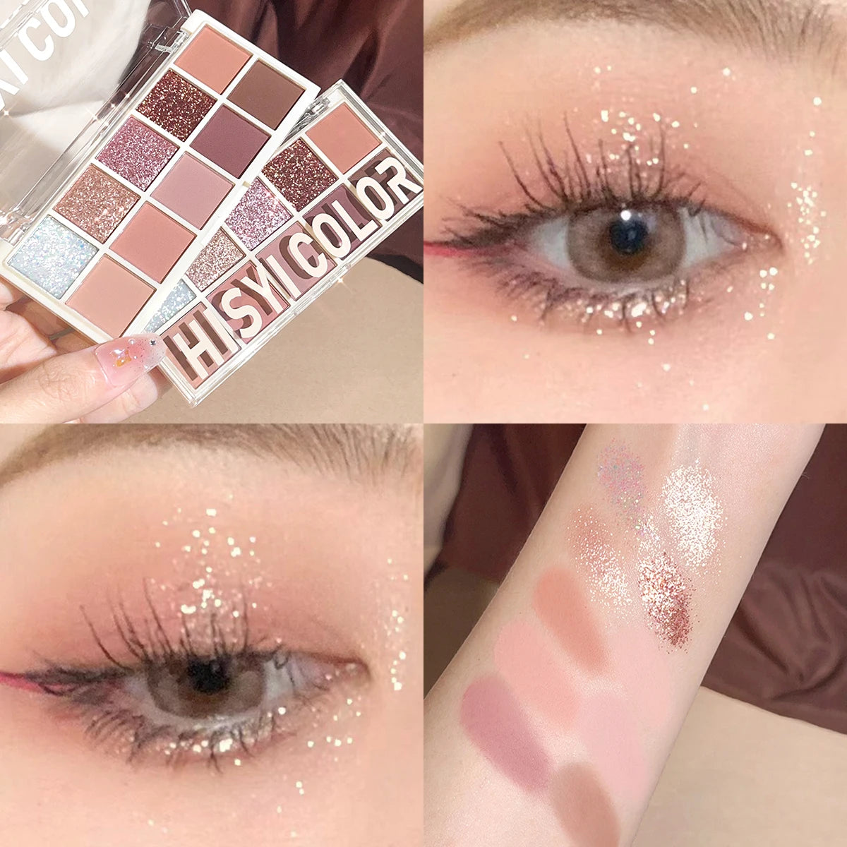 Star Ten-Color Eyeshadow Palette, Pearl & Matte in Pink & Brown Tones