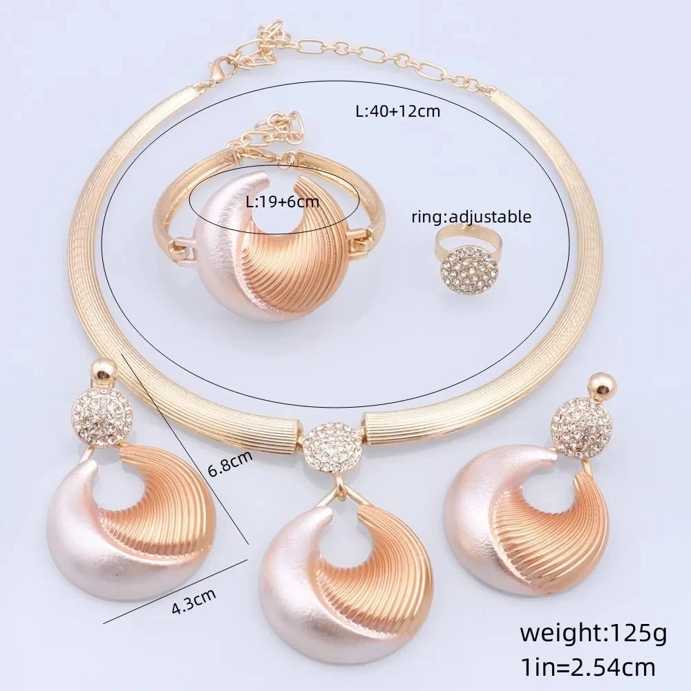 Women's Jewelry Set | Dubai Style, Silver, with Necklace, Earrings, Bracelet and Ring, for Weddings and Parties, Fashion Trend
