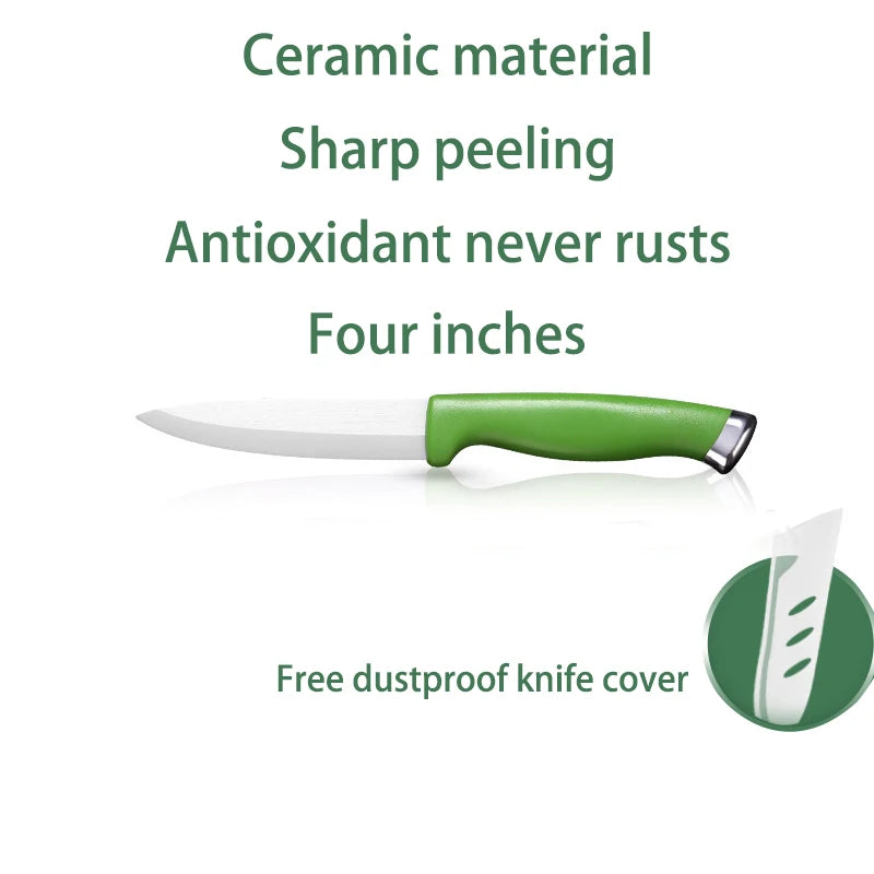 Set of 3 Ceramic Kitchen Knives - Multipurpose with Protective Sheath