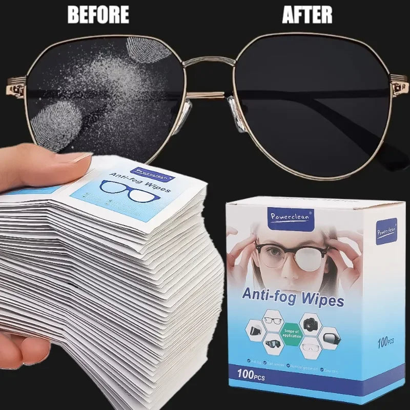 10/100 Pcs. Disposable Anti-Fog Anti-Fog Dust Remover Lens Cleaning Wipes for Sunglasses and Phone Screens