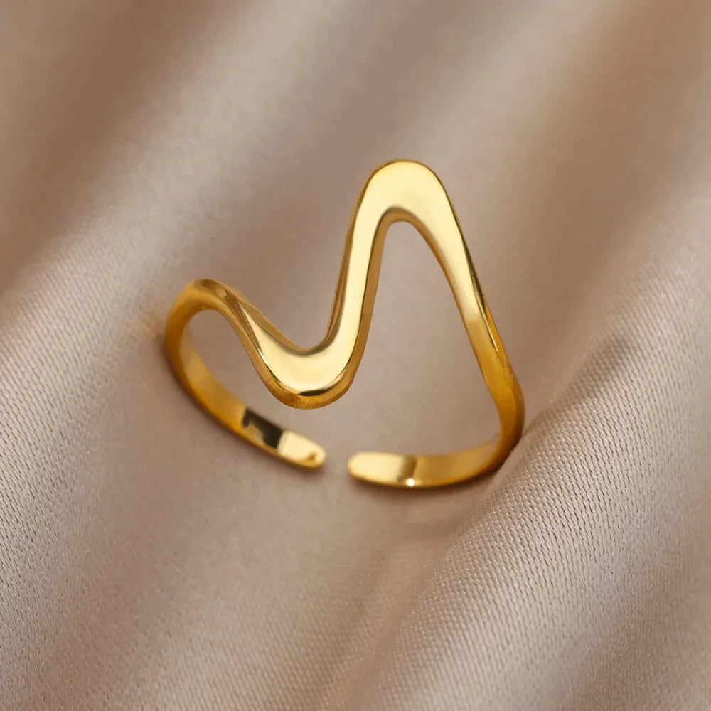 Stainless Steel Ring. Gold Finish. Classic Luxury Design