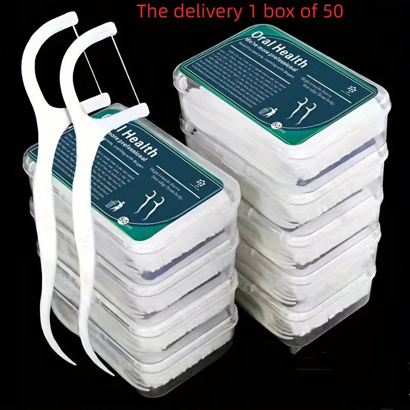 Deep Cleaning Dental Floss Picks, Portable & Disposable for Travel 50pcs