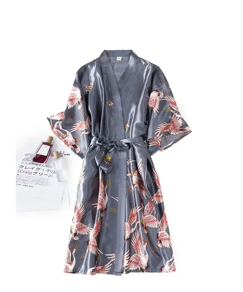 Women's Satin Kimono Robe Set