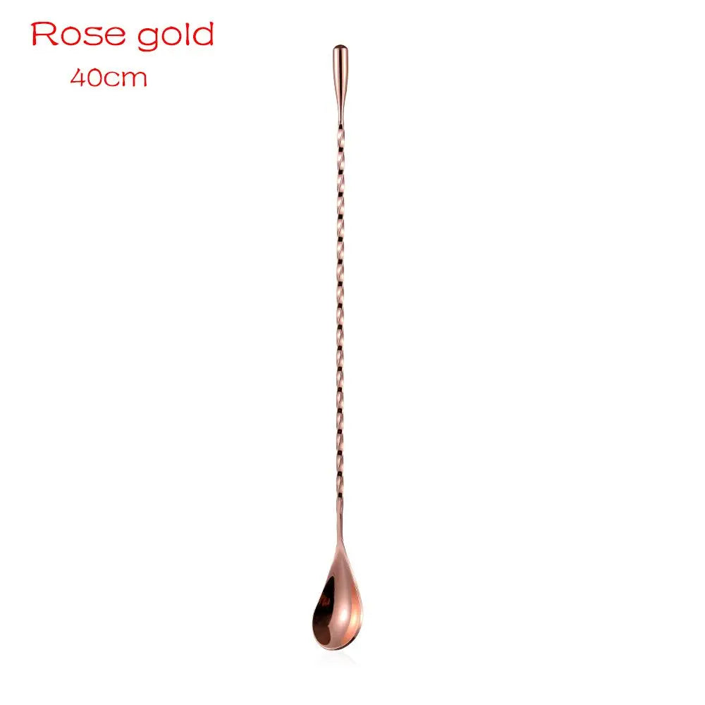 Cocktail Mixing Spoon (Long Handle, Spiral, Teardrop) | Stainless Steel Bartender Tool | Bar Stirring Spoon for Kitchen & Home Bar