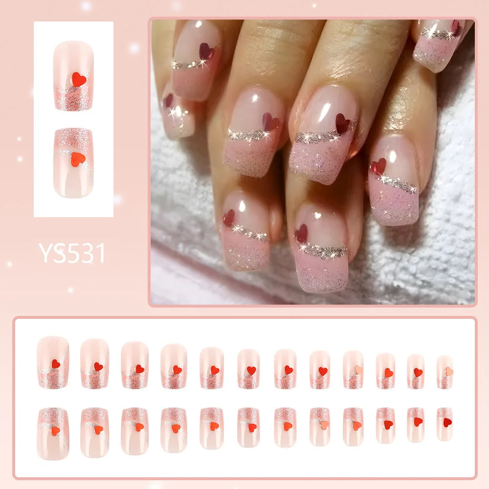 Y2K press on nails black French tips