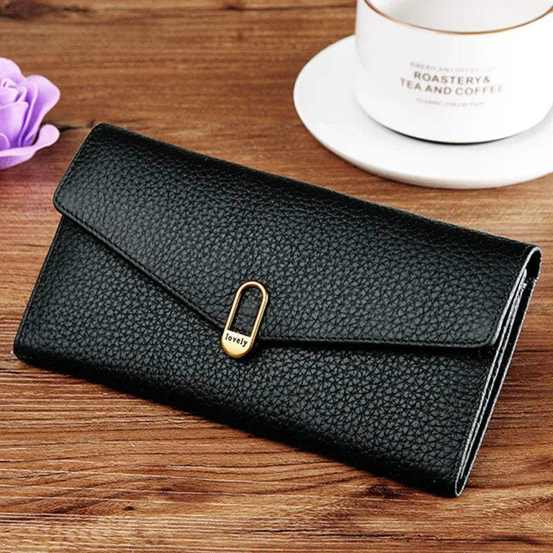 Women's Genuine Leather Long Wallet - Luxury Design with Card Holder