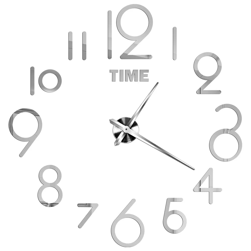 Large 3D acrylic wall clock with mirror effect