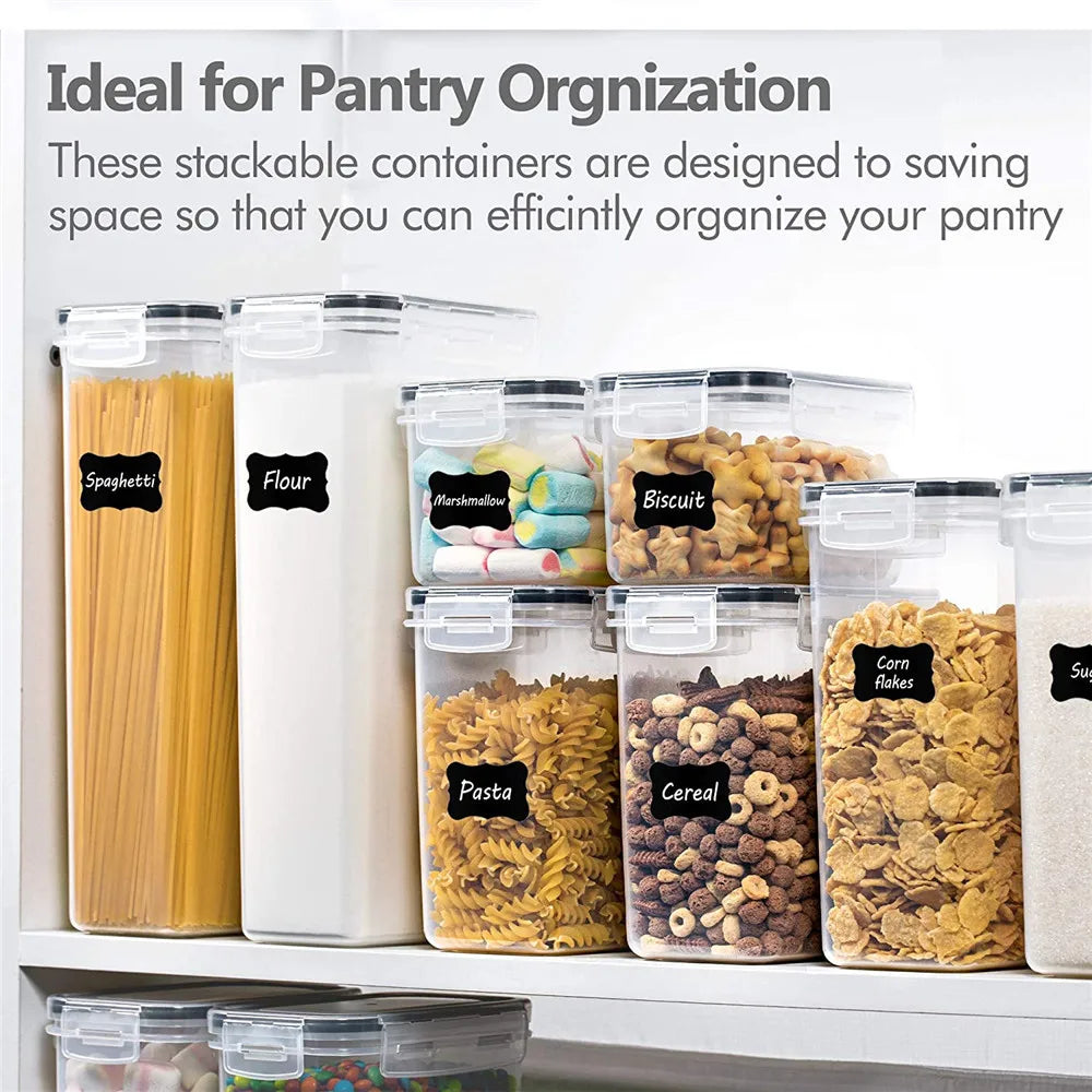 Set of 7 Food Containers - Airtight, BPA-Free with Labels
