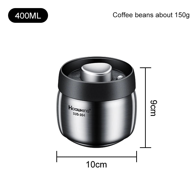 Stainless Steel Vacuum Sealed Coffee Jar, Airtight Moisture-Proof Container for Coffee Beans and Household Food