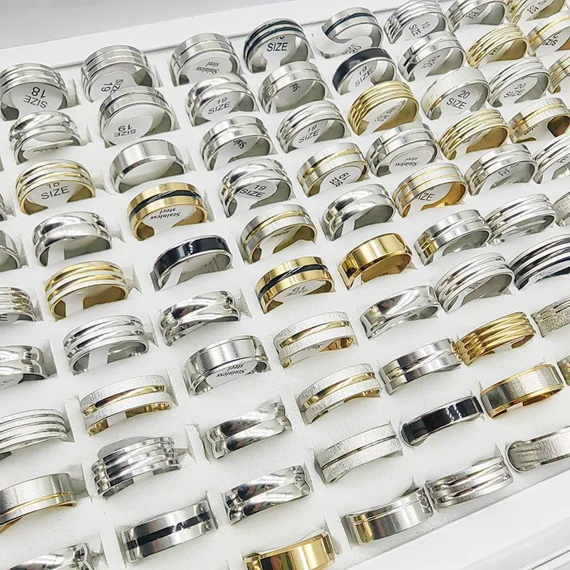20pcs Wide Band Stainless Steel Ring Set for Men & Women