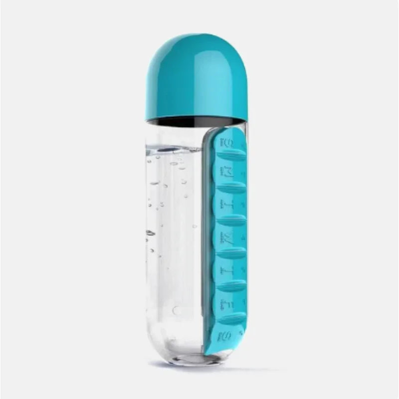 Water Bottle with Pill Organizer | 7 Day 600ml