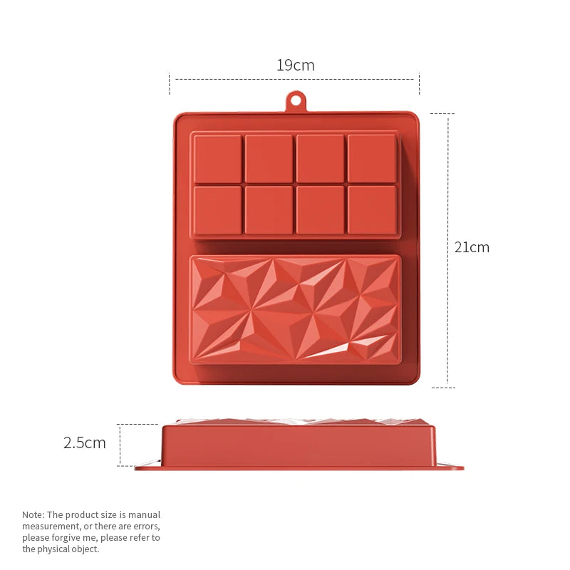 Silicone chocolate bar mold for thick tablets