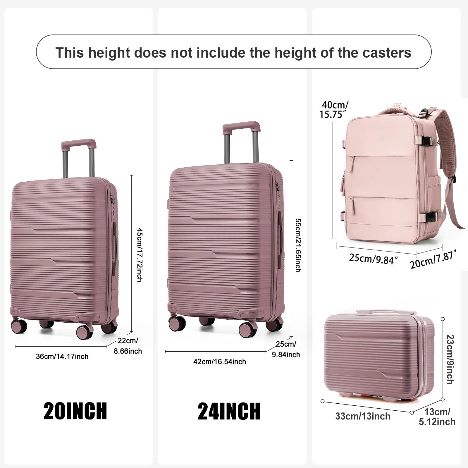 3-piece travel luggage set with backpack