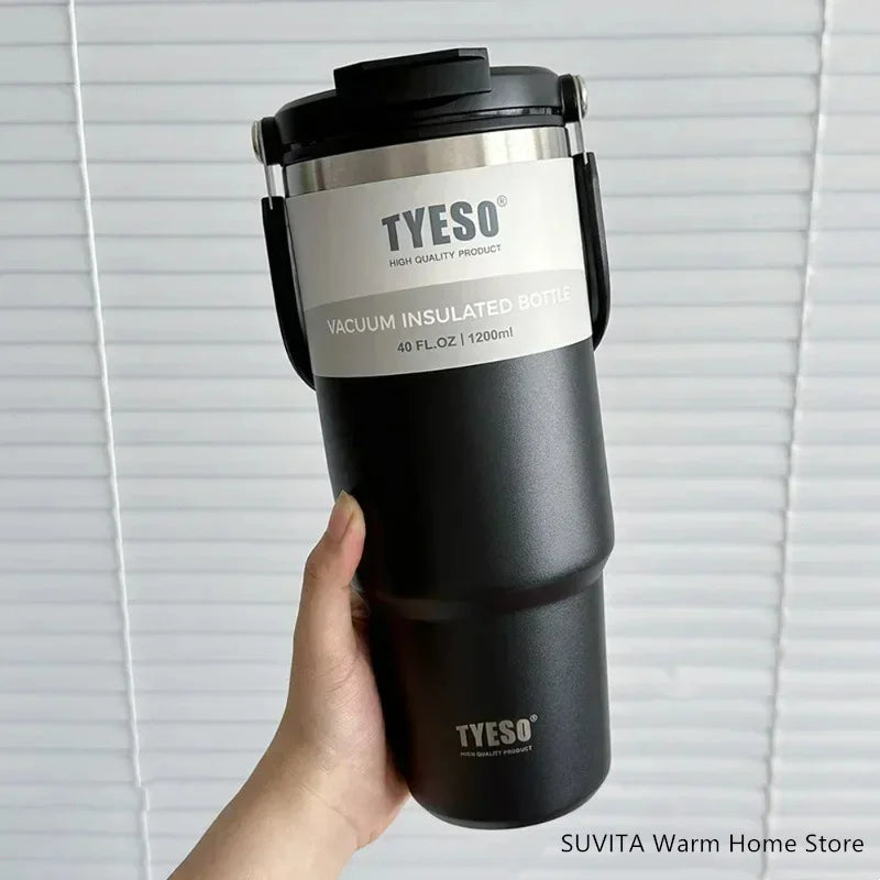 Stainless Steel Thermal Car Mug, Vacuum Insulated Travel Cup, Large Capacity with Dual Function Lid, Fits Cup Holders