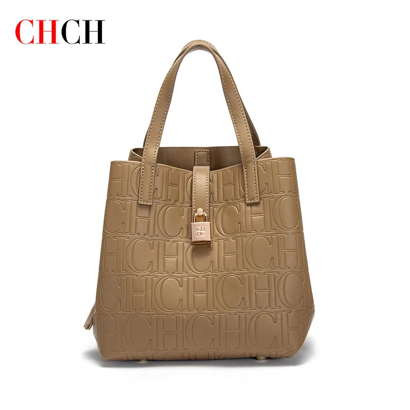 CH Women's Tote Bag | with Stamped Steel Texture, Handbag, Large Capacity
