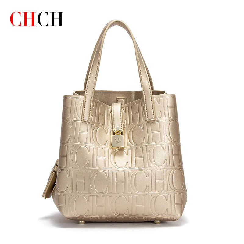 CH Women's Tote Bag | with Stamped Steel Texture, Handbag, Large Capacity