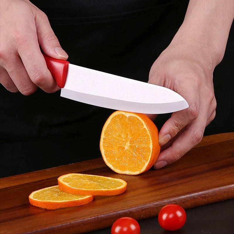 Set of 3 Ceramic Kitchen Knives - Multipurpose with Protective Sheath