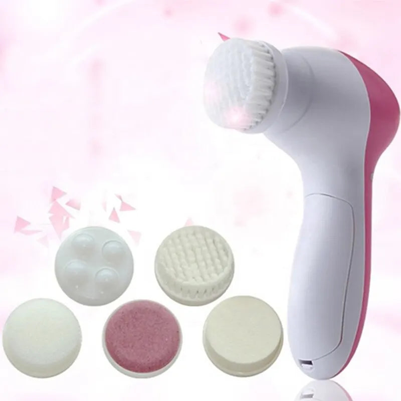 5-in-1 Electric Facial Cleansing Brush with Massager & Blackhead Remover
