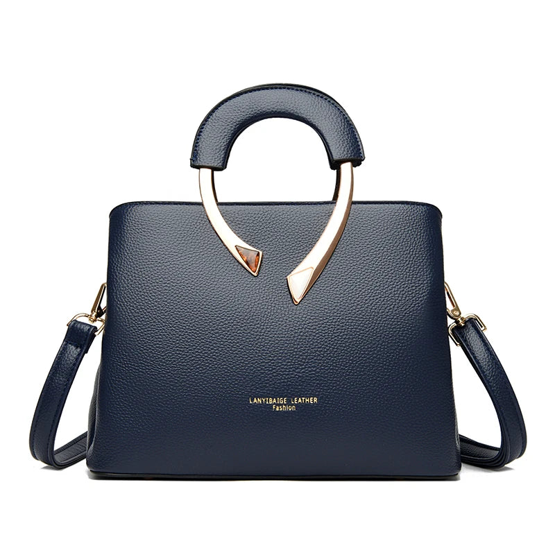 Large capacity women's handbag with compartments
